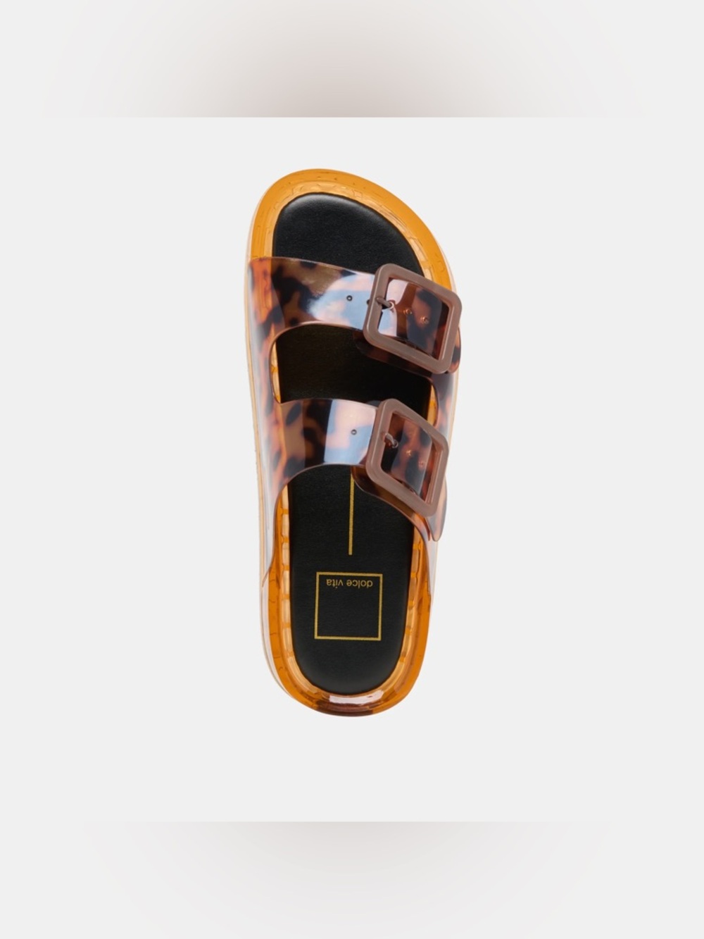 Dolce Vita Tortoiseshell Brown Double Buckle Slide Sandal - Picture 4 of 5